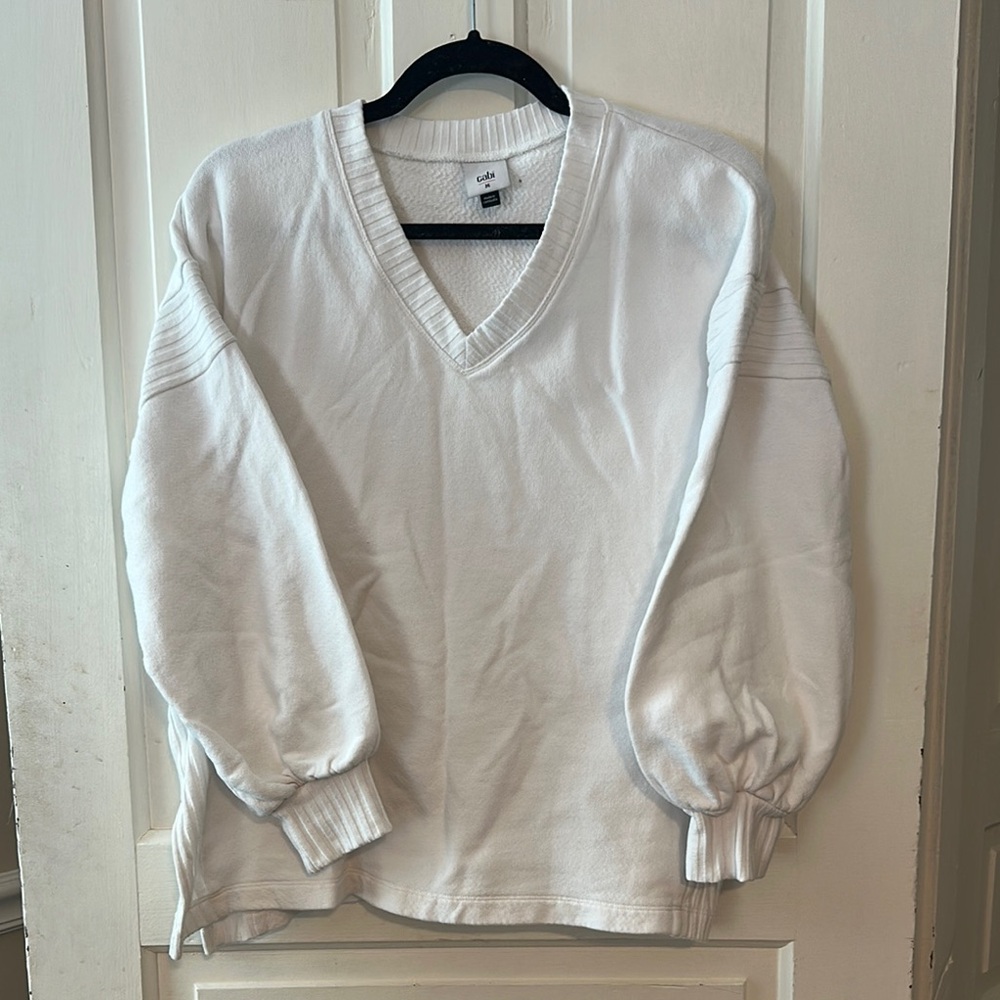 White V-Neck Sweatshirt